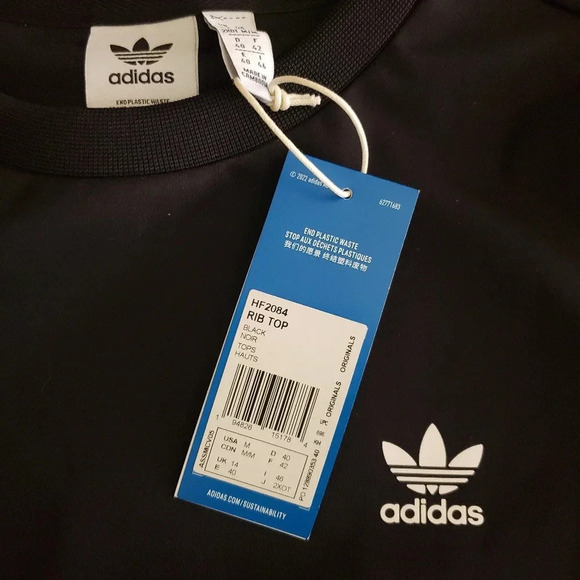 *ADIDAS NWT, Size medium, black crop long sleeves, Rib Top - Picture 4 of 6